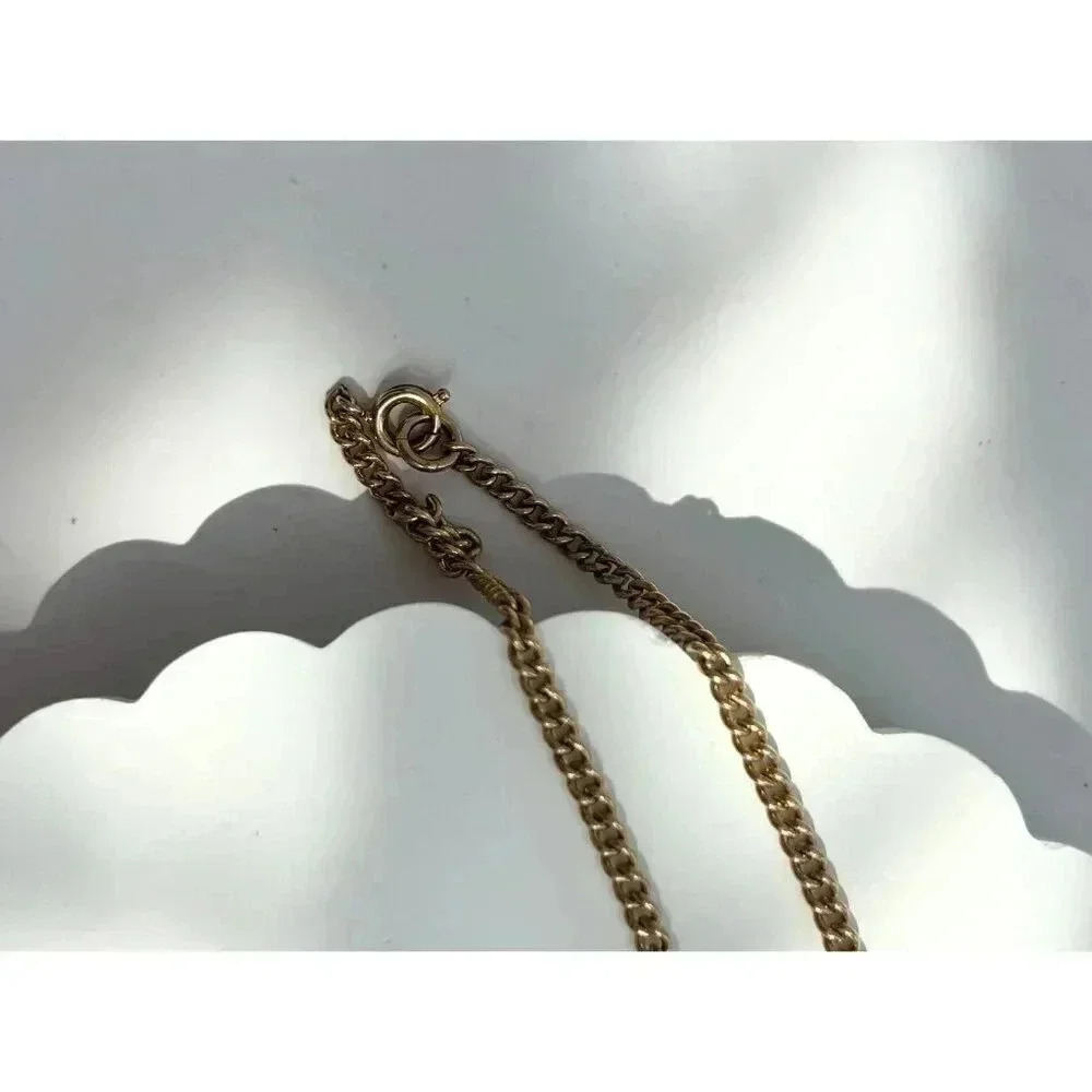 Vintage Gold Toned Chainlink Cross Choker Style Pendant Necklace - 13" - Picture 3 of 7